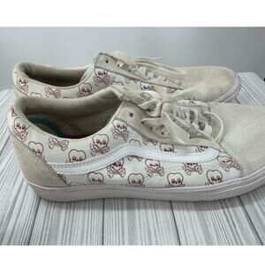 Vans Comfycush‎ Old Skool Coldhearted M 10.5/ W 12 True White Red Skull Sneakers
